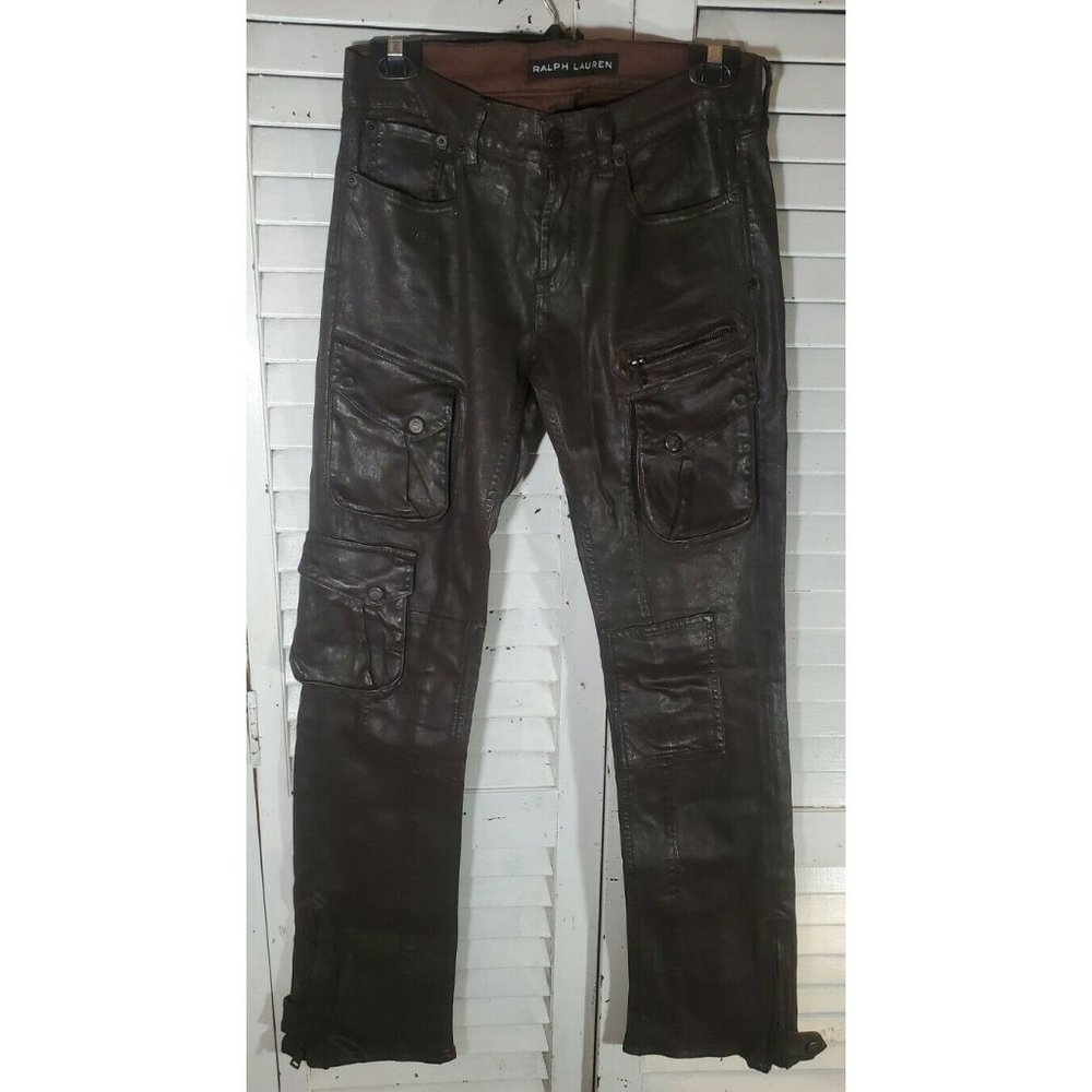 Ralph Lauren Black Label Moto Biker  Pants Brown WOMANS Size 28, 32” inseam